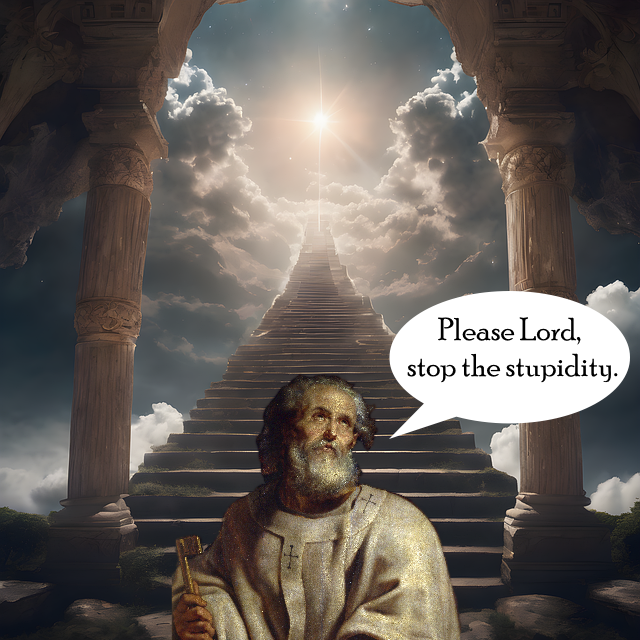 Saint Peter: Please Lord, stop the stupidity.